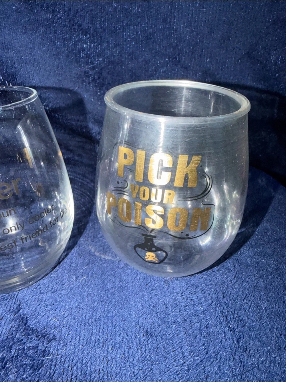 Clear Stemless Wine Glass - 'Happy Galentine's Day' Pink & White Accent